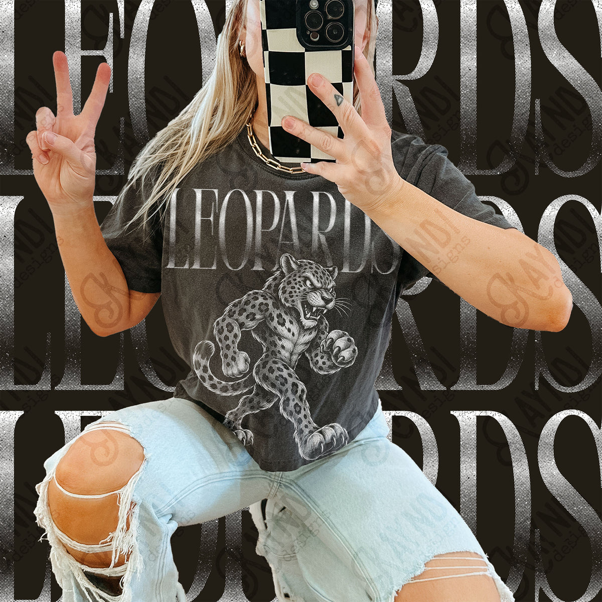 Halftone Leopards Top design mockup
