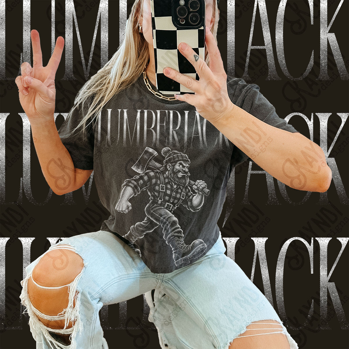Halftone Lumberjack Top design mockup