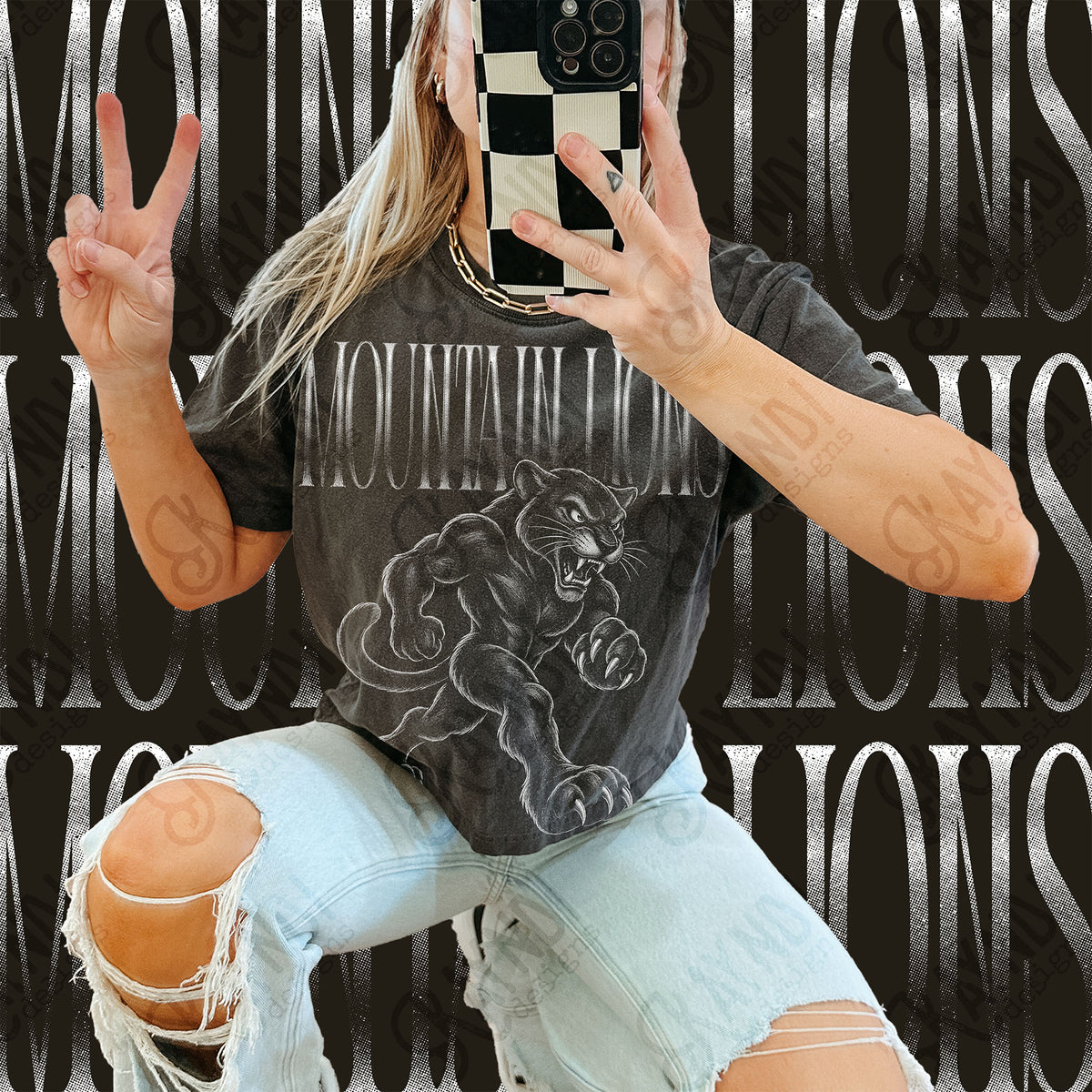 Halftone Mountain Lions 2 Top design mockup