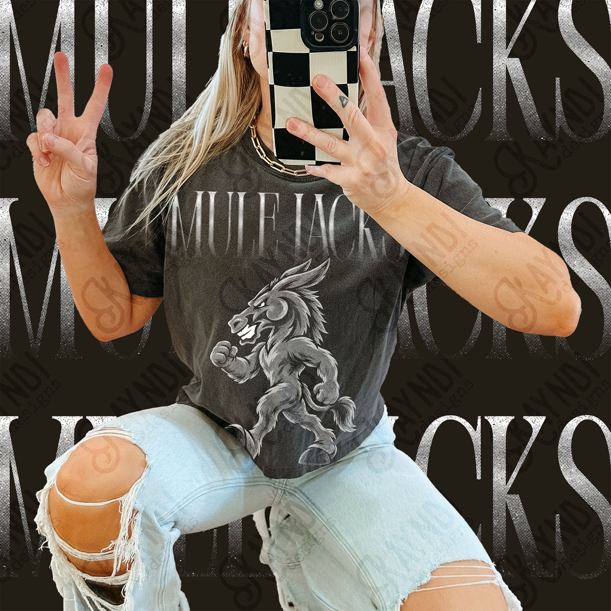 Halftone Mule Jacks Top design mockup