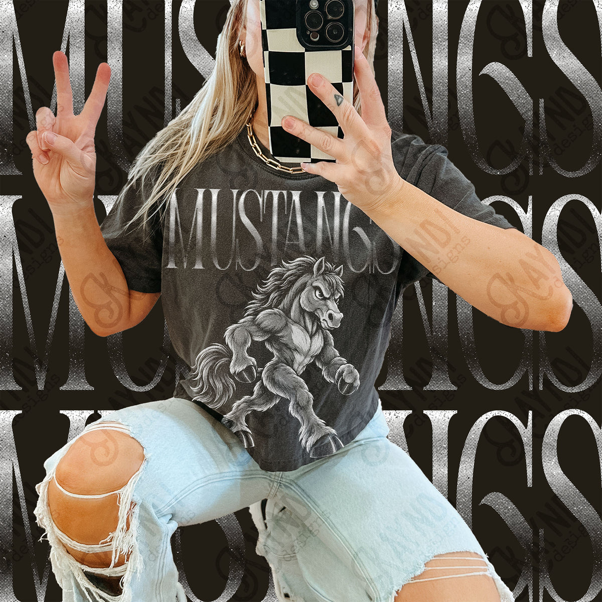 Halftone Mustangs Top design mockup