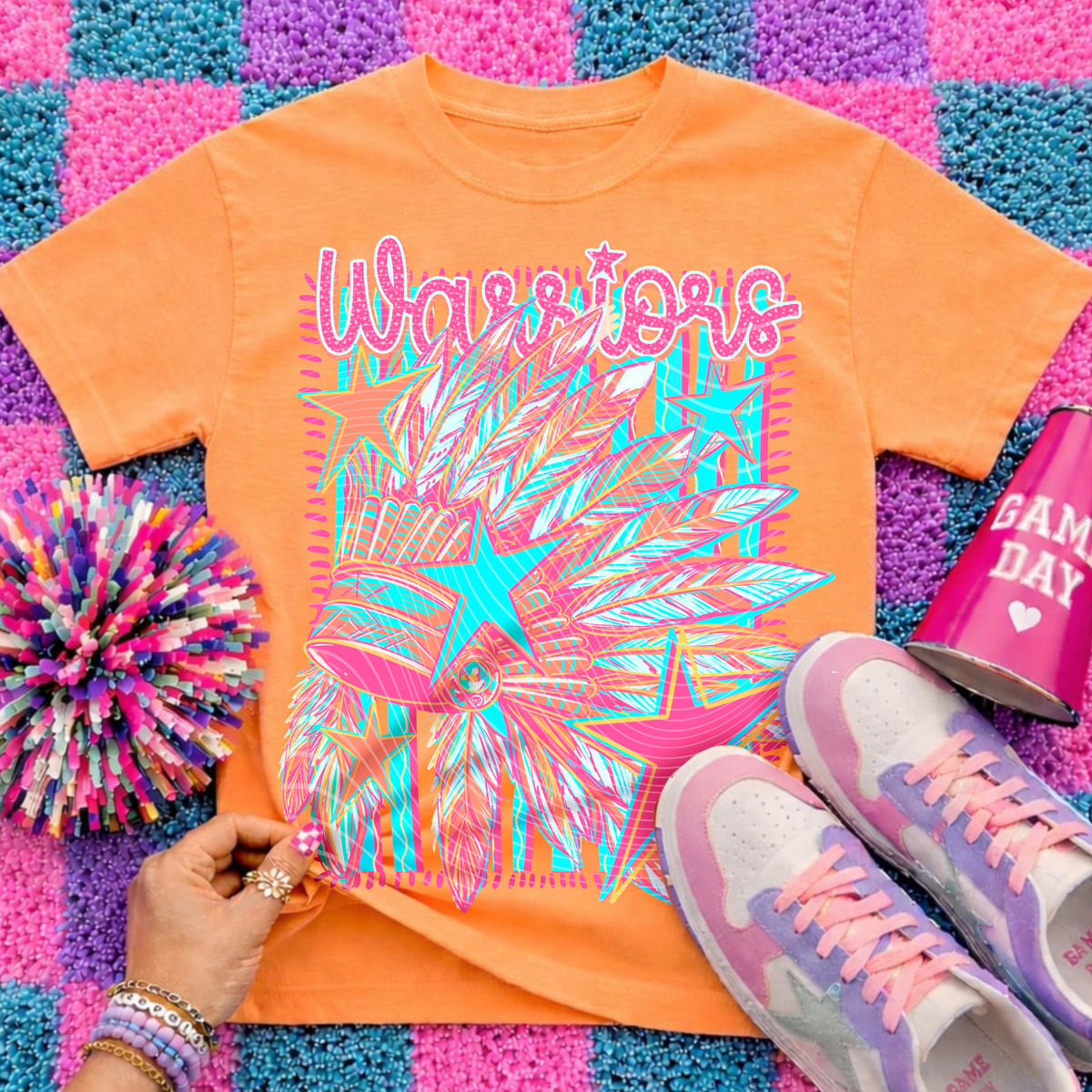 Neon Star Warriors Top apparel mockup