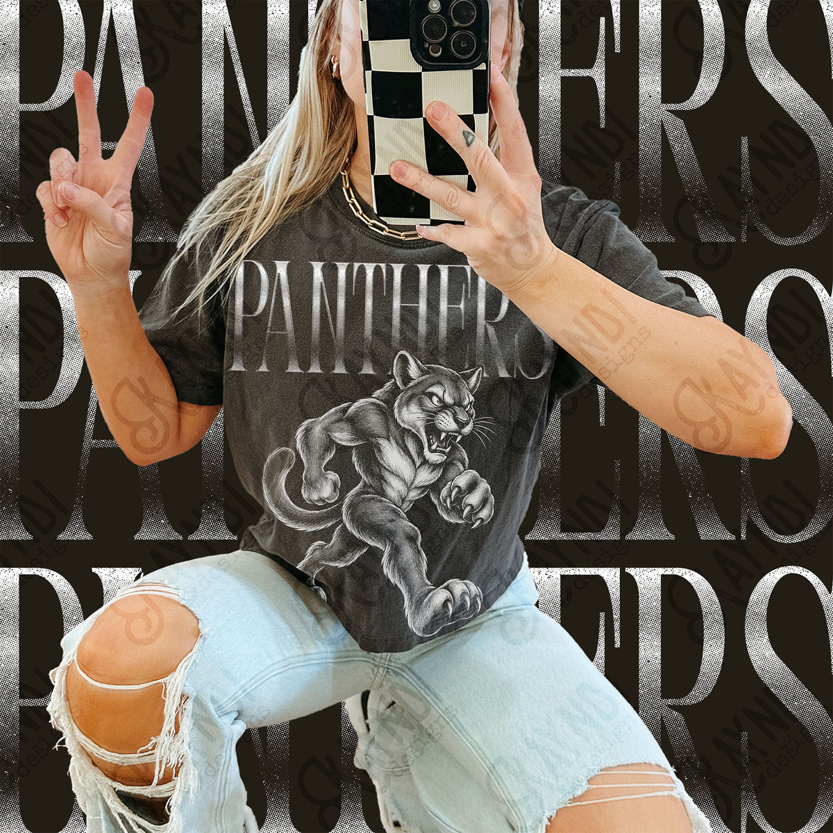 Halftone Panthers 2 Top design mockup