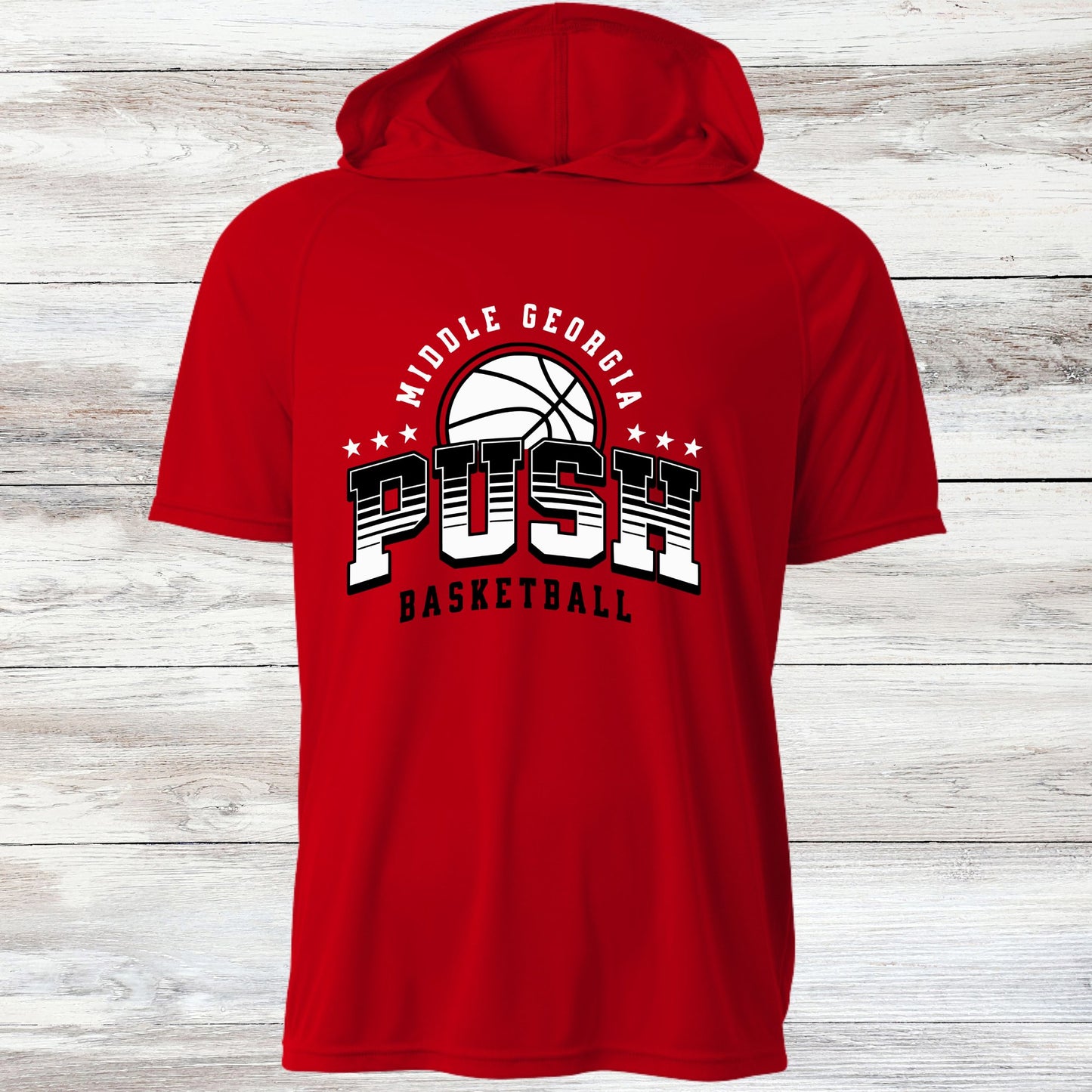 PUSH Basketball Design 3- Hooded T-Shirts (Sleeveless, Short and Long Sleeve)