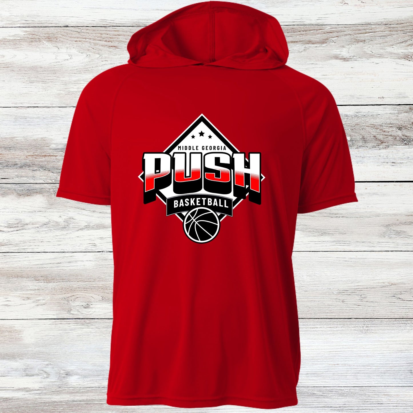 PUSH Basketball Design 5- Hooded T-Shirts (Sleeveless, Short and Long Sleeve)