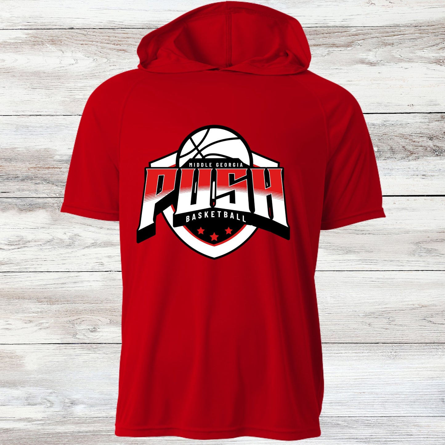 PUSH Basketball Design 2- Hooded T-Shirts (Sleeveless, Short and Long Sleeve)