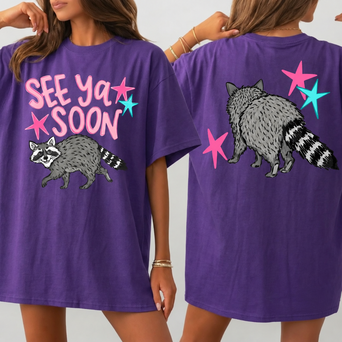 See Ya Soon Raccoon front and back mockup