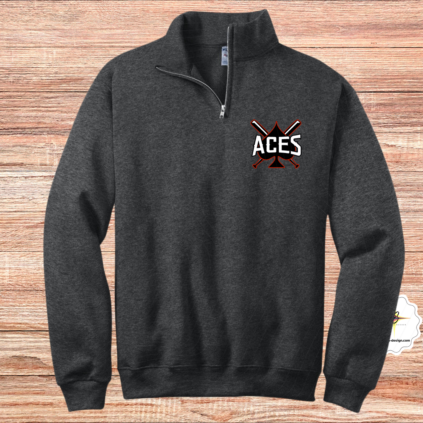 Aces- 1/4 Zip Fleece-Pocket Logo Design