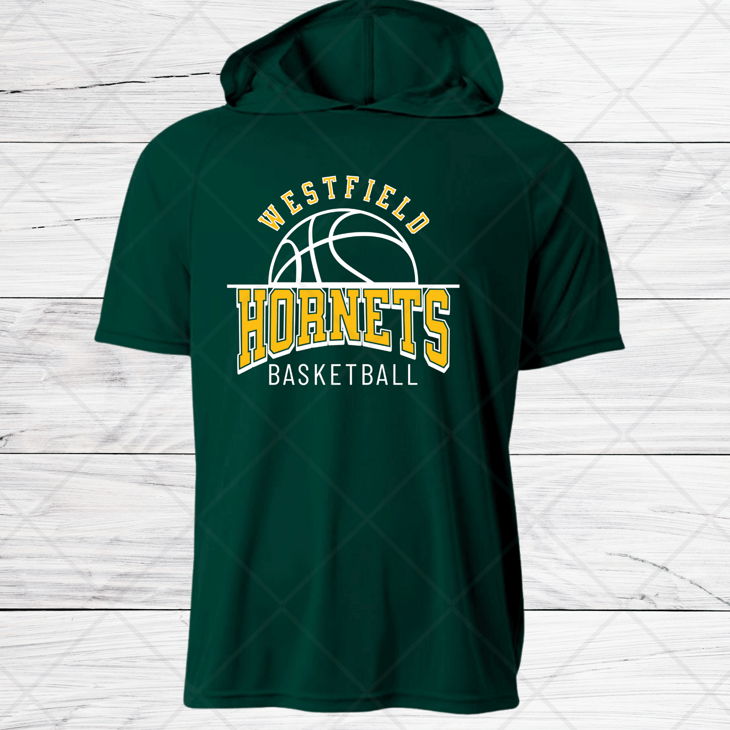 Westfield-Basketball Design B- Dri Fit Shirt w/ Hoods-Short and Long Sleeve
