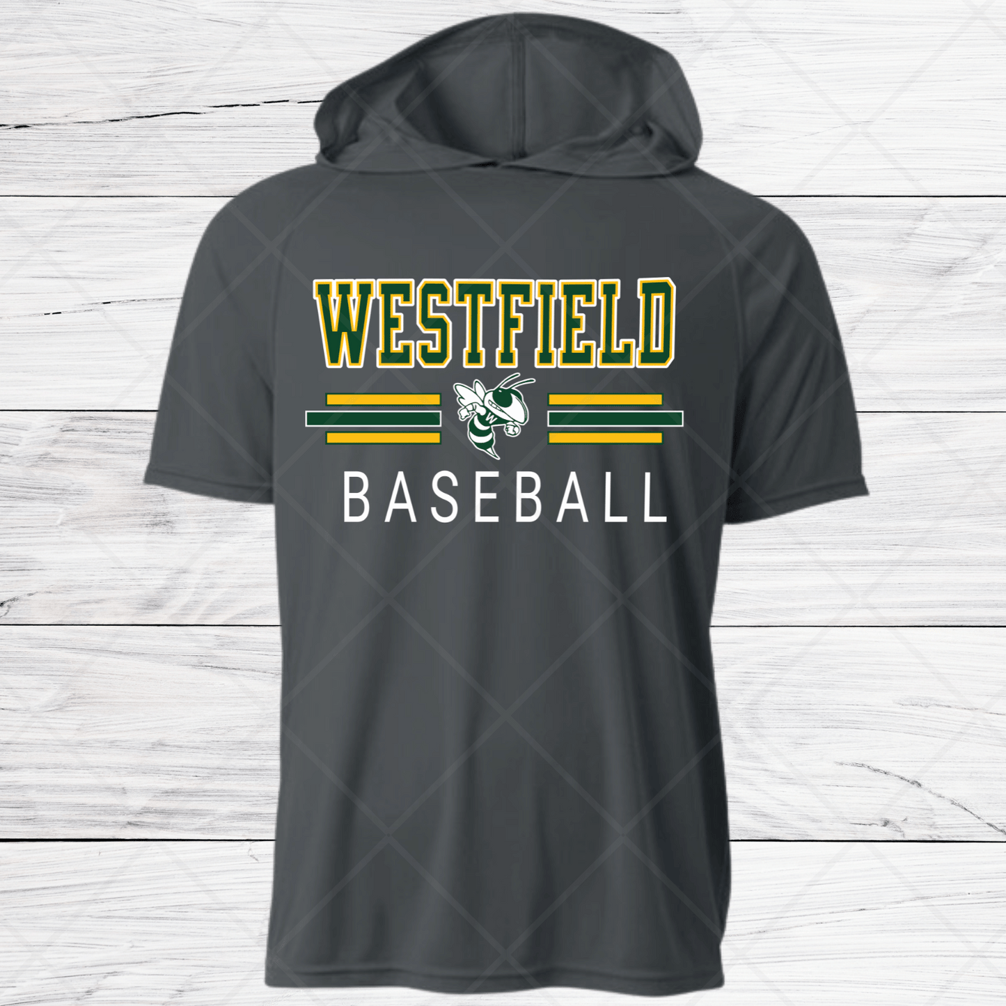 Westfield Baseball-Design B- Dri Fit Shirt w/ Hoods-Short and Long Sleeve