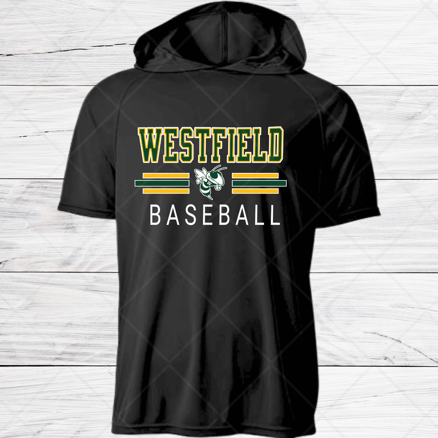 Westfield Baseball-Design B- Dri Fit Shirt w/ Hoods-Short and Long Sleeve