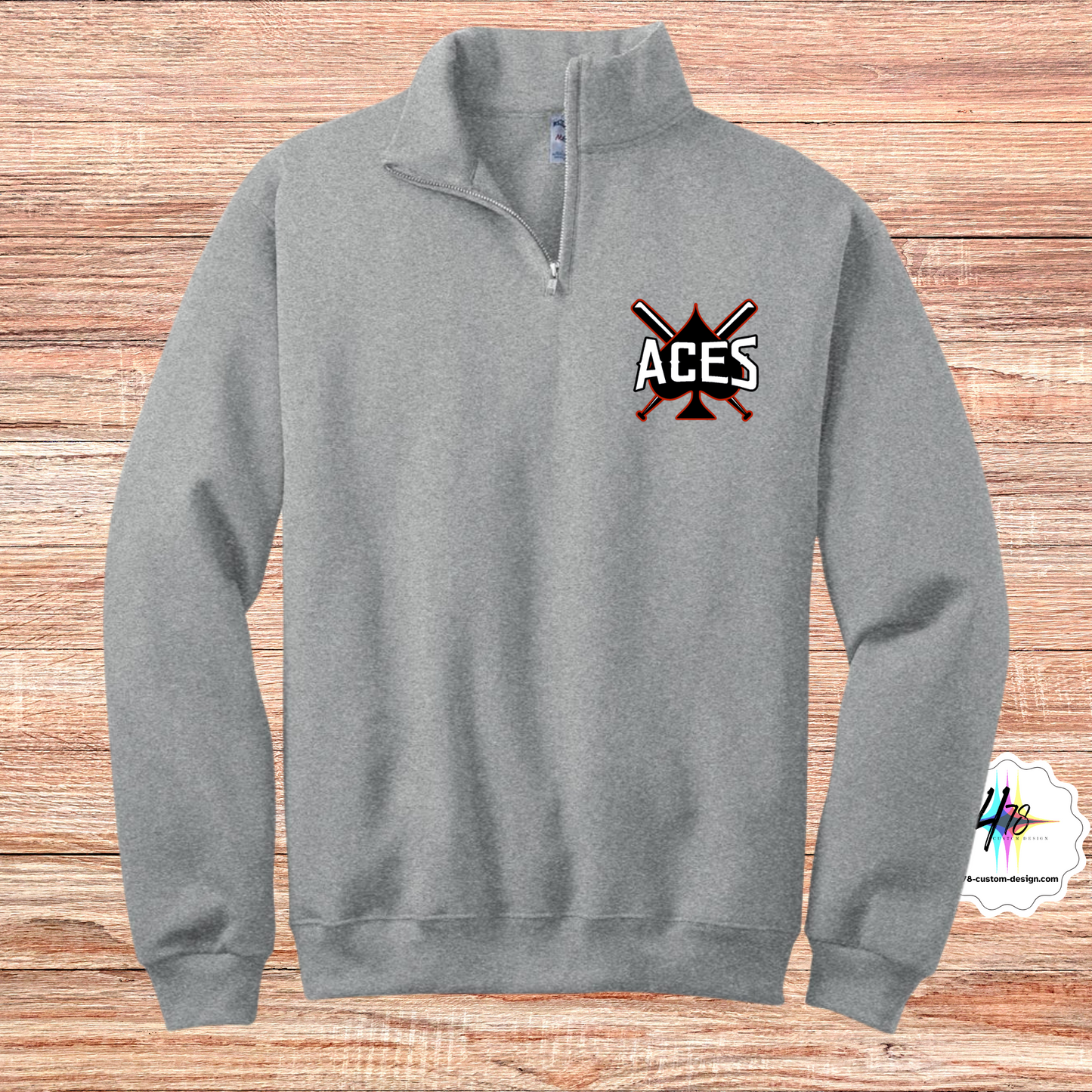 Aces- 1/4 Zip Fleece-Pocket Logo Design
