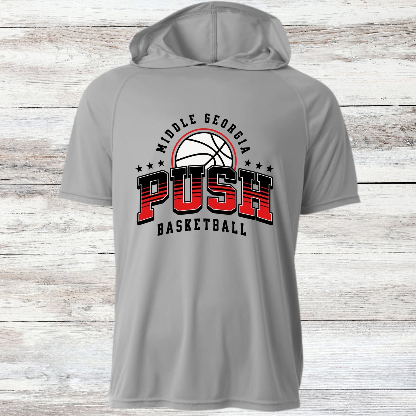PUSH Basketball Design 3- Hooded T-Shirts (Sleeveless, Short and Long Sleeve)