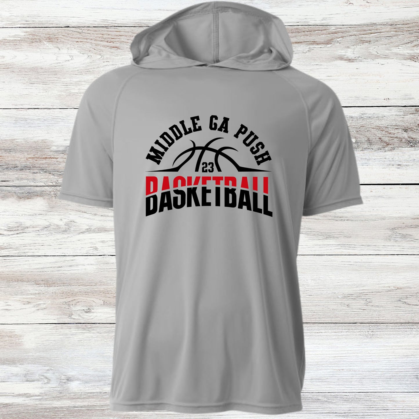 PUSH Basketball Design 6- Hooded T-Shirts (Sleeveless, Short and Long Sleeve)