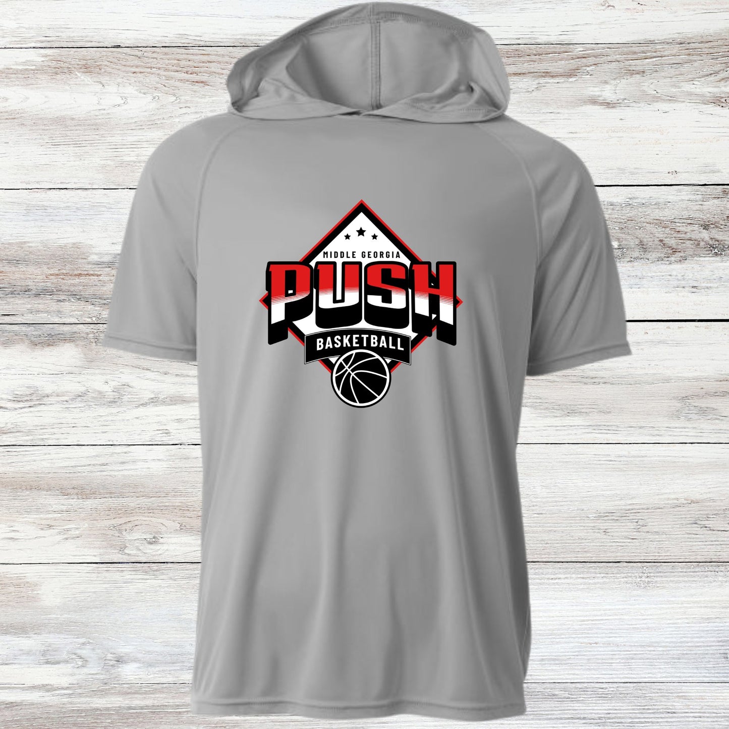 PUSH Basketball Design 5- Hooded T-Shirts (Sleeveless, Short and Long Sleeve)