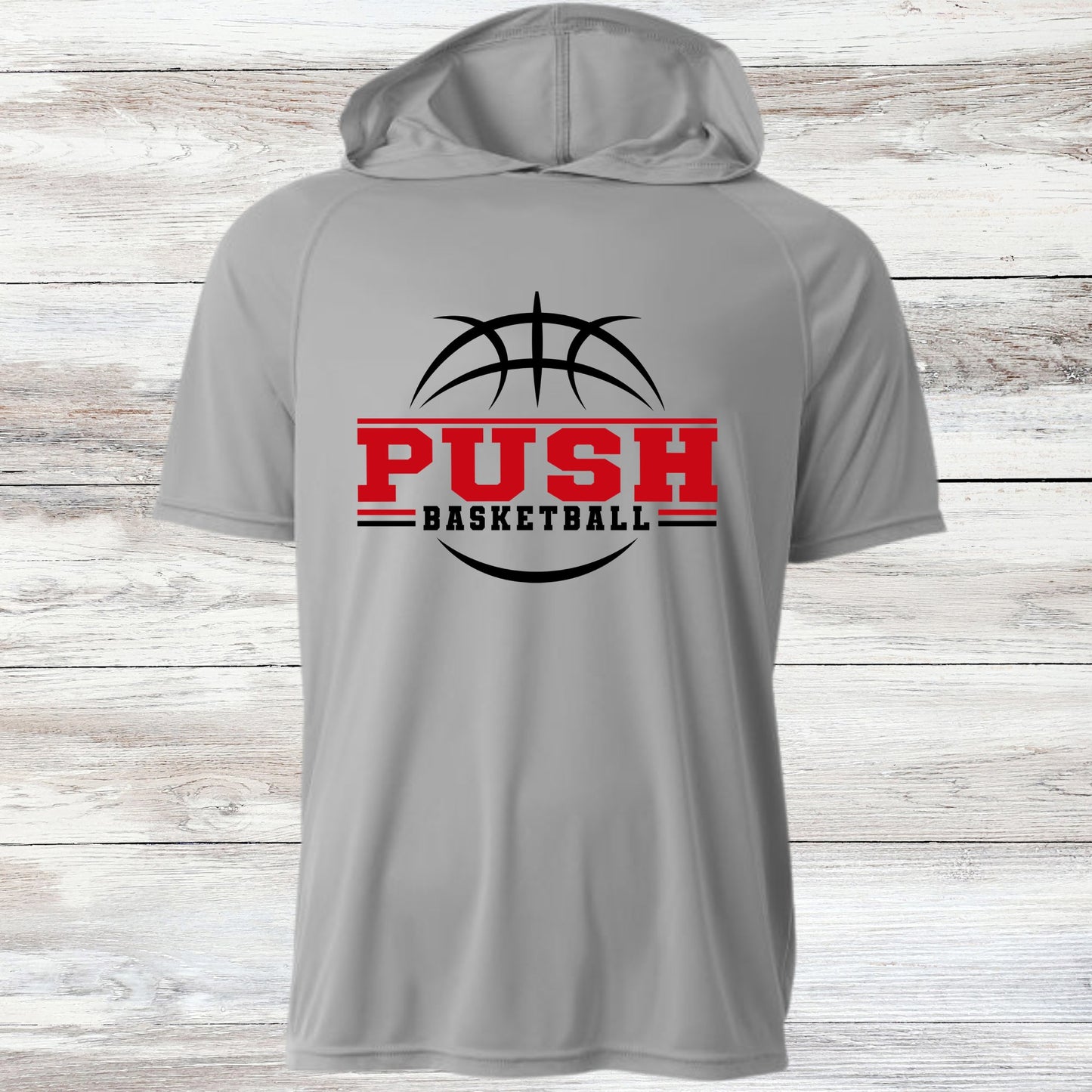 PUSH Basketball Design 7- Hooded T-Shirts (Sleeveless, Short and Long Sleeve)