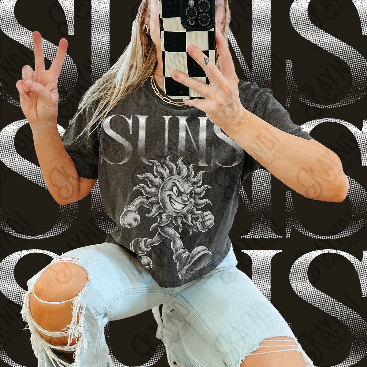 Halftone Suns Top design mockup