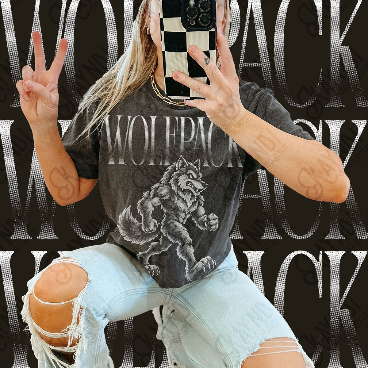 Wolfpack Halftone Mascot Shirt apparel mockup