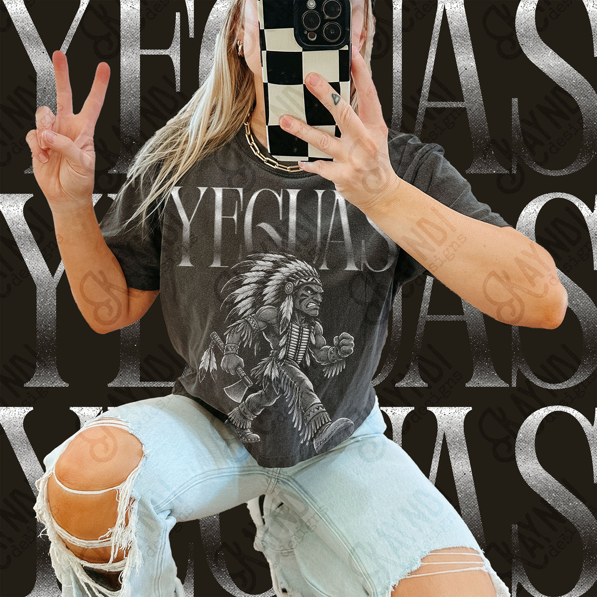 Yeguas Halftone Mascot Shirt apparel mockup