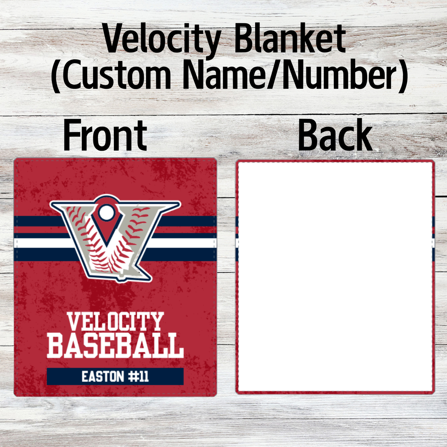 Velocity Baseball Blanket 52x60" (With or Without Custom Name/Number)