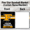 Five Star Baseball Blanket ( With or without Custom Name/ Number) 52x60"