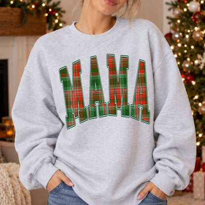 Mama Christmas Plaid Varsity Shirt