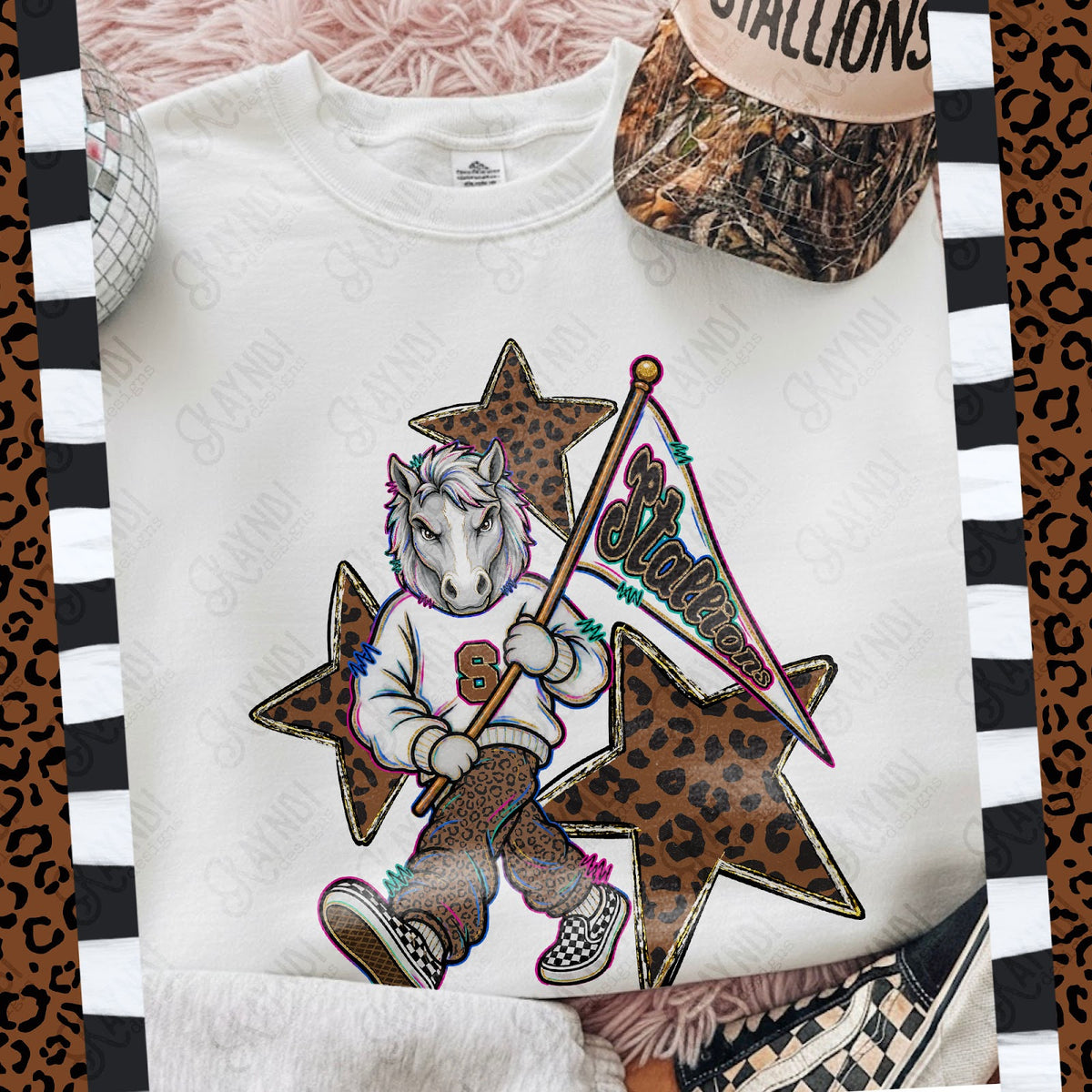 Leopard Sweats Stallions 2 Top