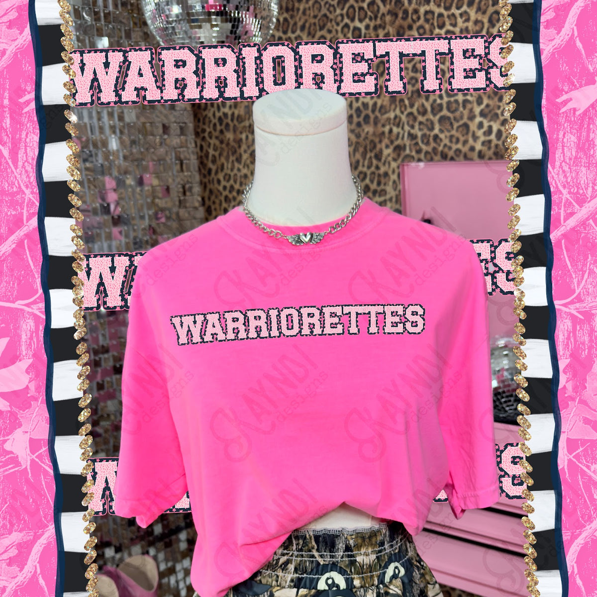 Varsity Stars Warriorettes TropCowg CC Neon Pink Top