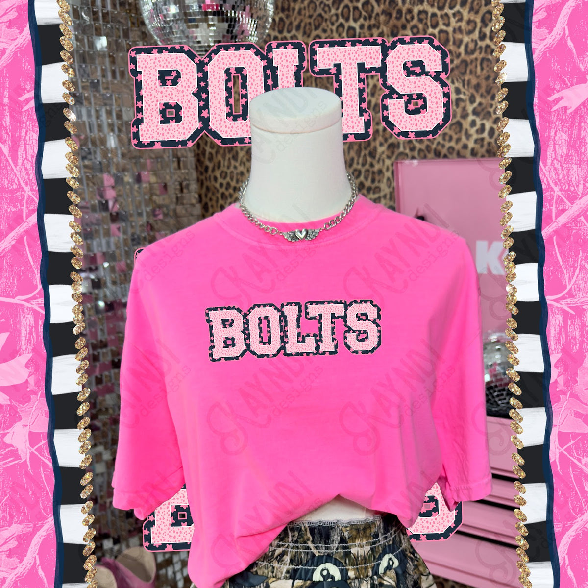 Varsity Stars Bolts TropCowg CC Neon Pink Top