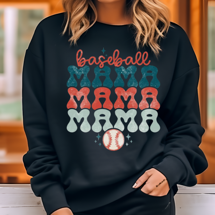 Bubble Letter Baseball MAMA Top