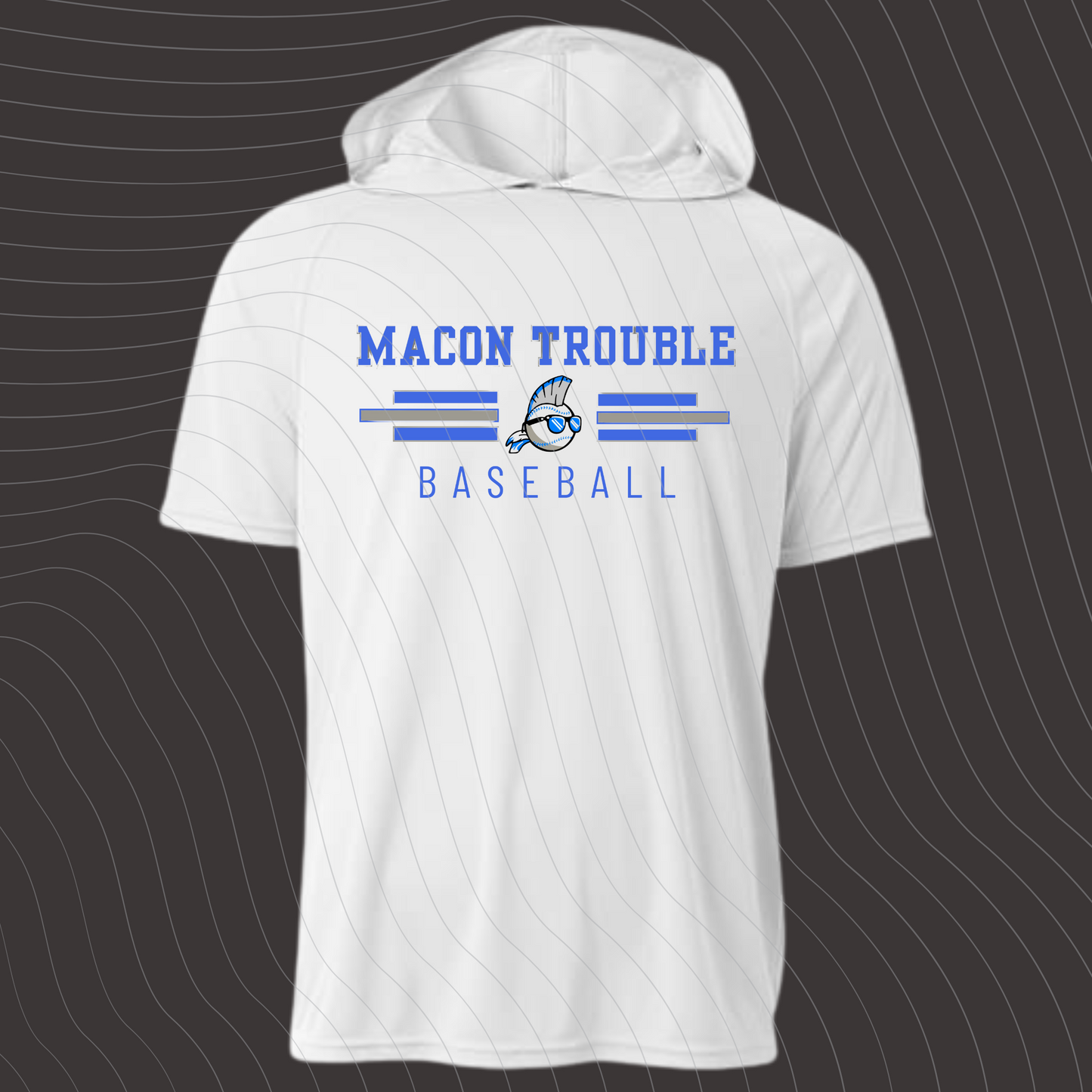 Macon Trouble- Design A- WHITE-Short/Long Sleeve Dri-Fit w/ Hood