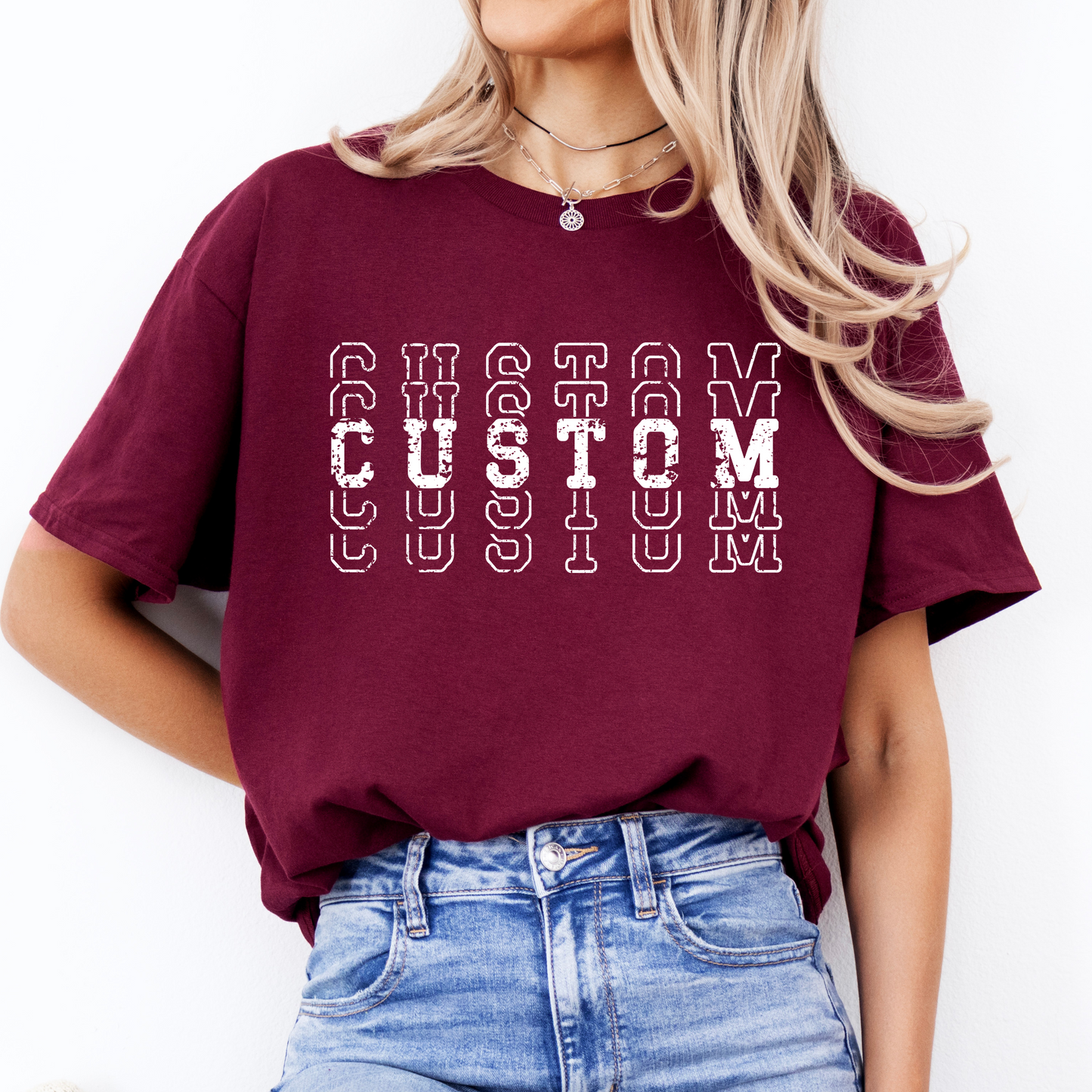 CUSTOM TEAM STACKED- Short & Long Sleeve T-Shirt