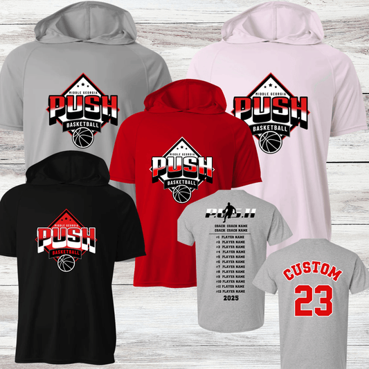 PUSH Basketball Design 5- Hooded T-Shirts (Sleeveless, Short and Long Sleeve)