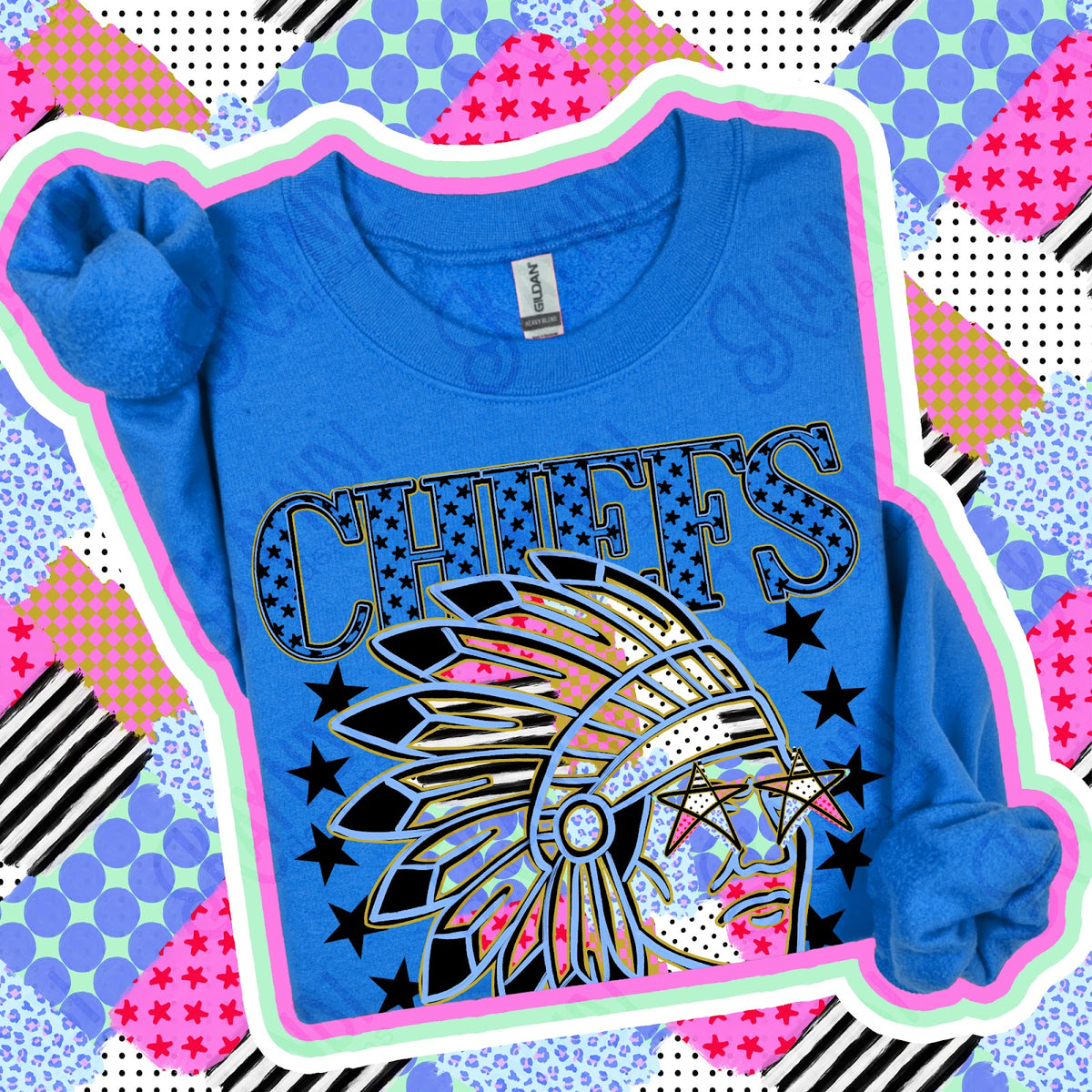 Patchwork Varisty Stars Chiefs Top