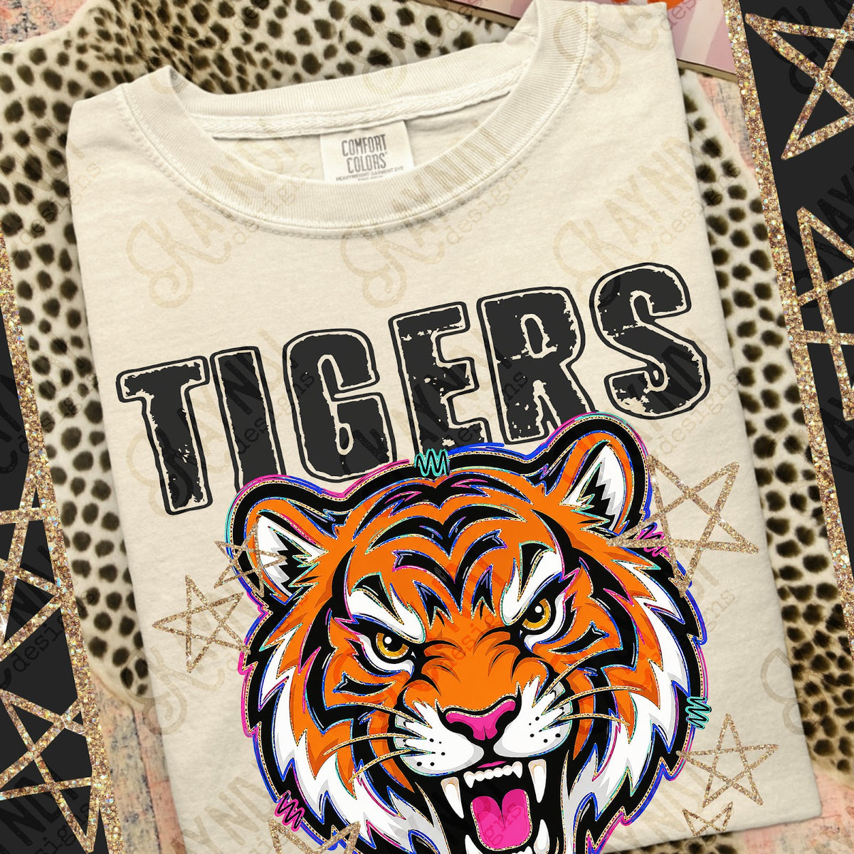 Grunge Varsity Tigers Top