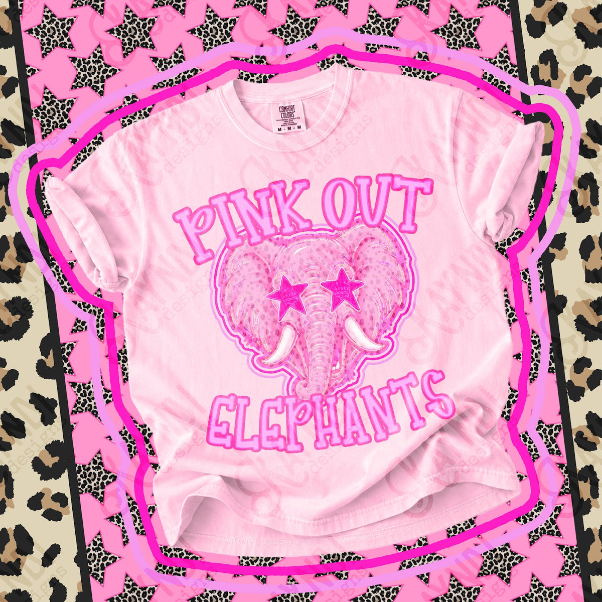 Pink Out Elephants Top design mockup