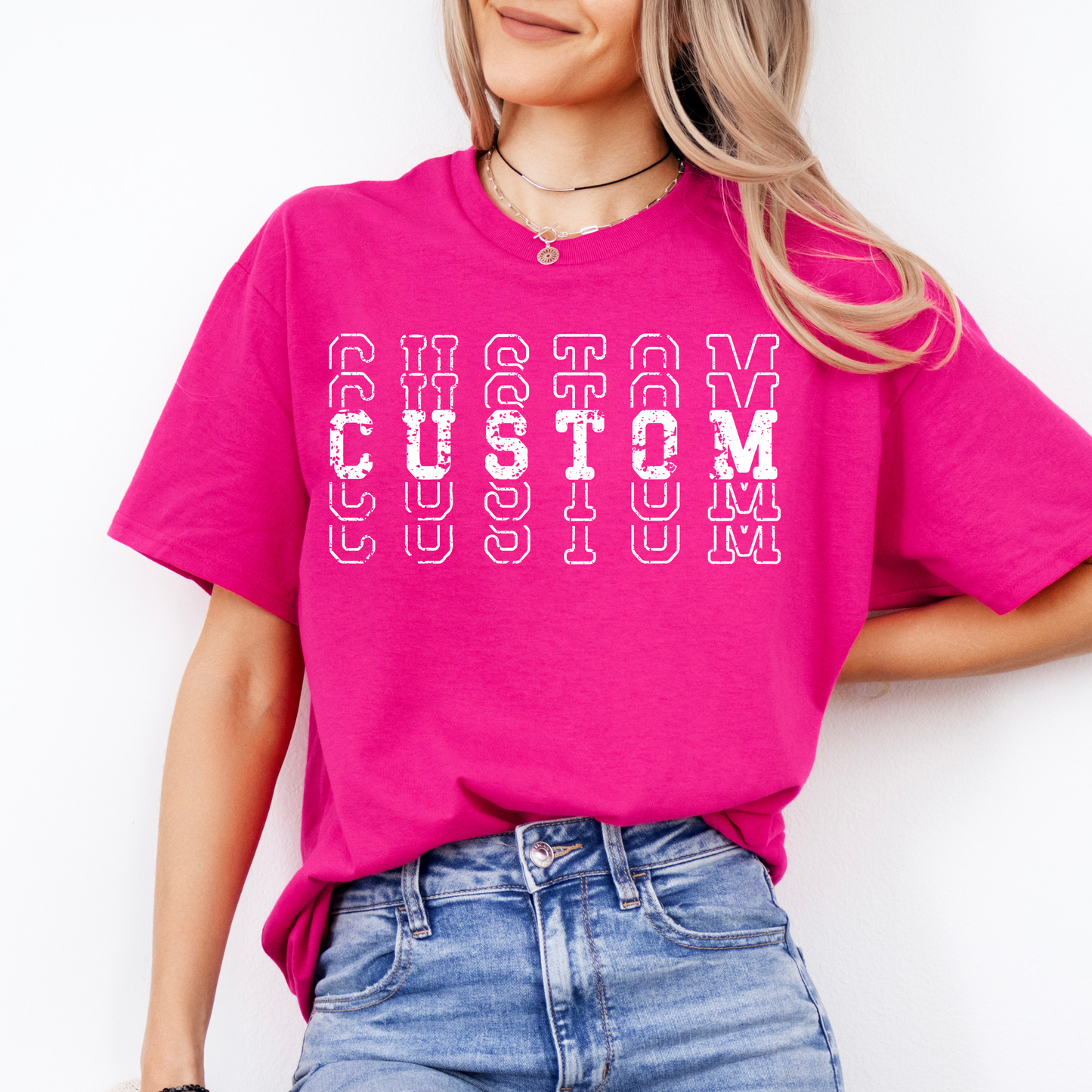 CUSTOM TEAM STACKED- Short & Long Sleeve T-Shirt