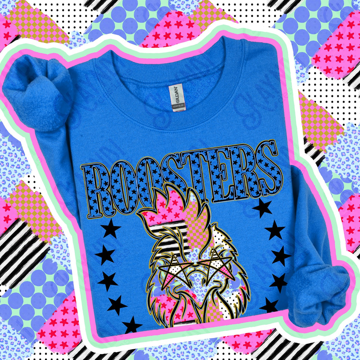 Patchwork Varisty Stars Roosters Top