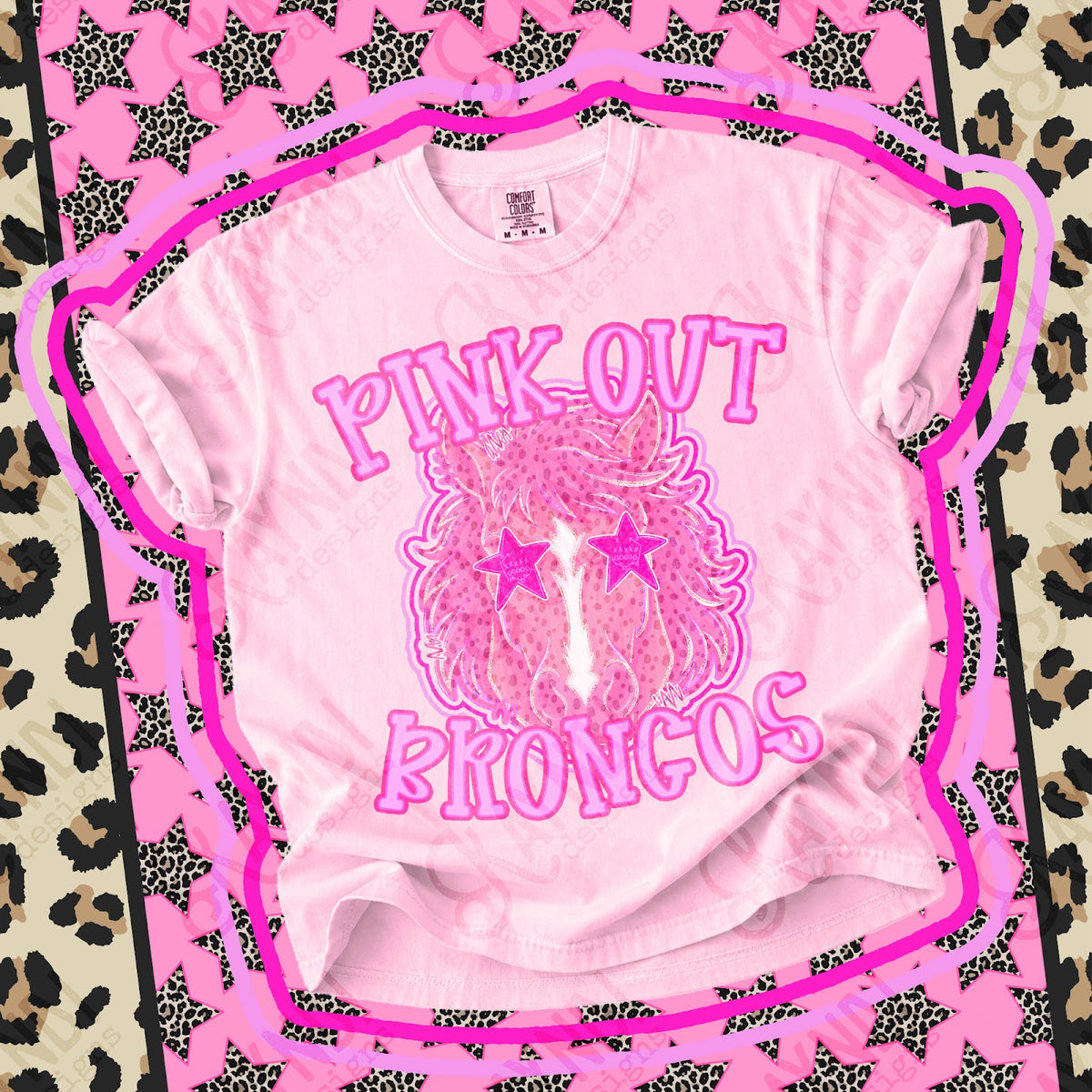 Pink Out Broncos 4 Top design mockup