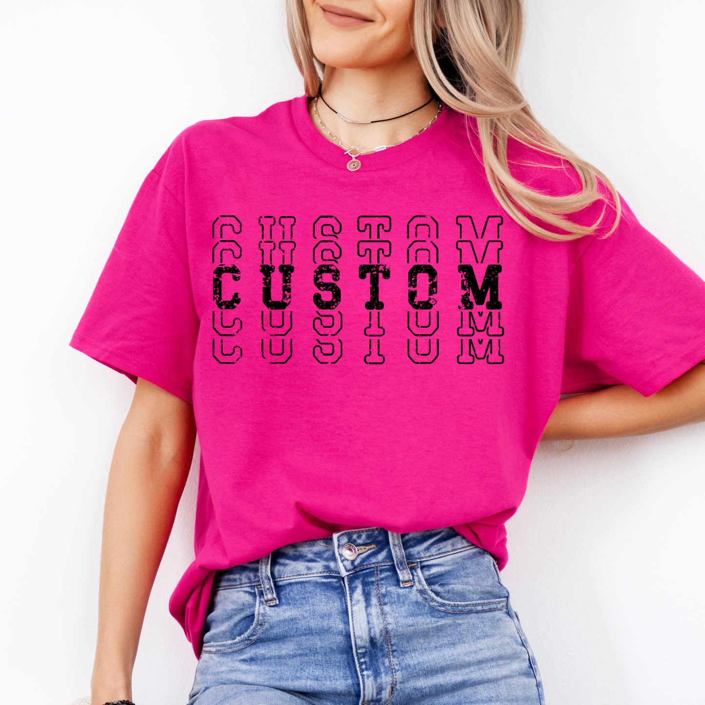 CUSTOM TEAM STACKED- Short & Long Sleeve T-Shirt