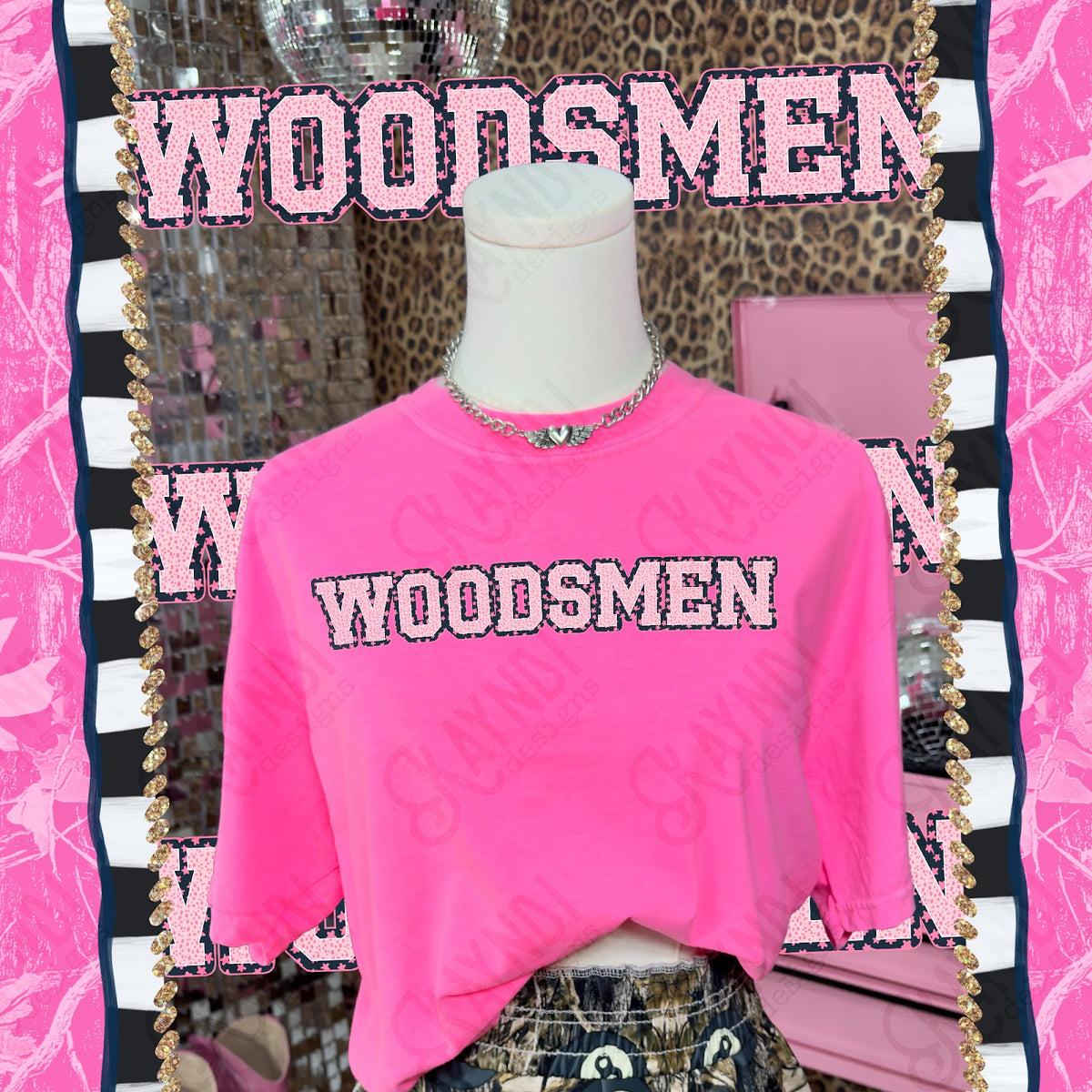 Varsity Stars Woodsmen TropCowg CC Neon Pink Top