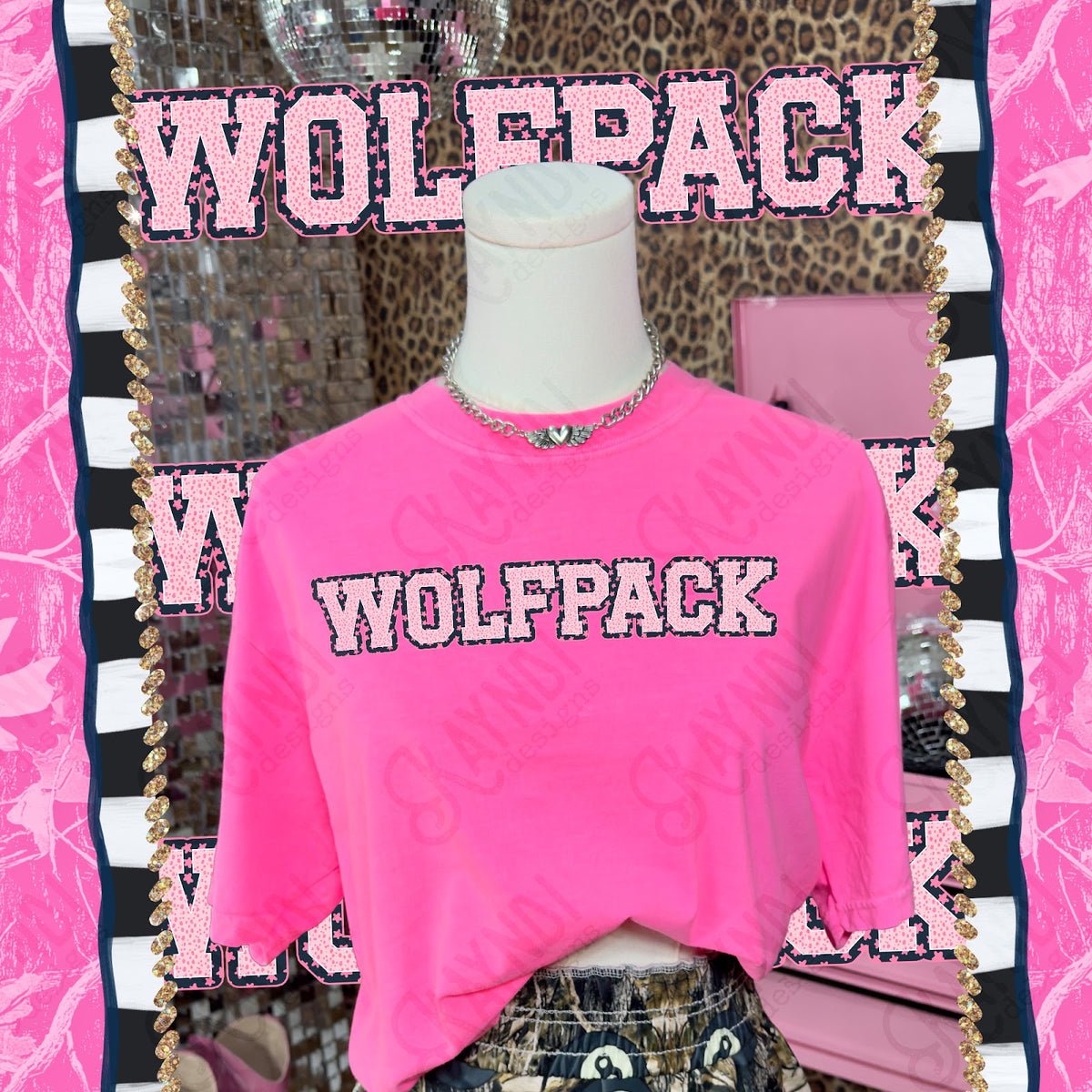 Varsity Stars Wolfpack TropCowg CC Neon Pink Top