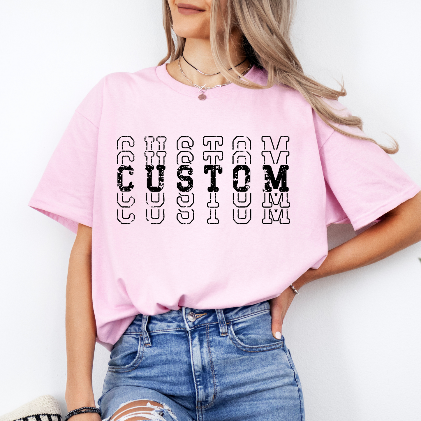 CUSTOM TEAM STACKED- Short & Long Sleeve T-Shirt