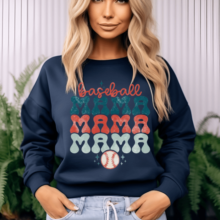 Bubble Letter Baseball MAMA Top