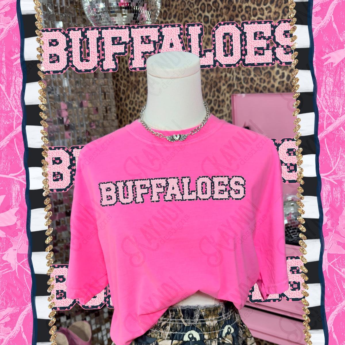 Varsity Stars Buffaloes TropCowg CC Neon Pink Top