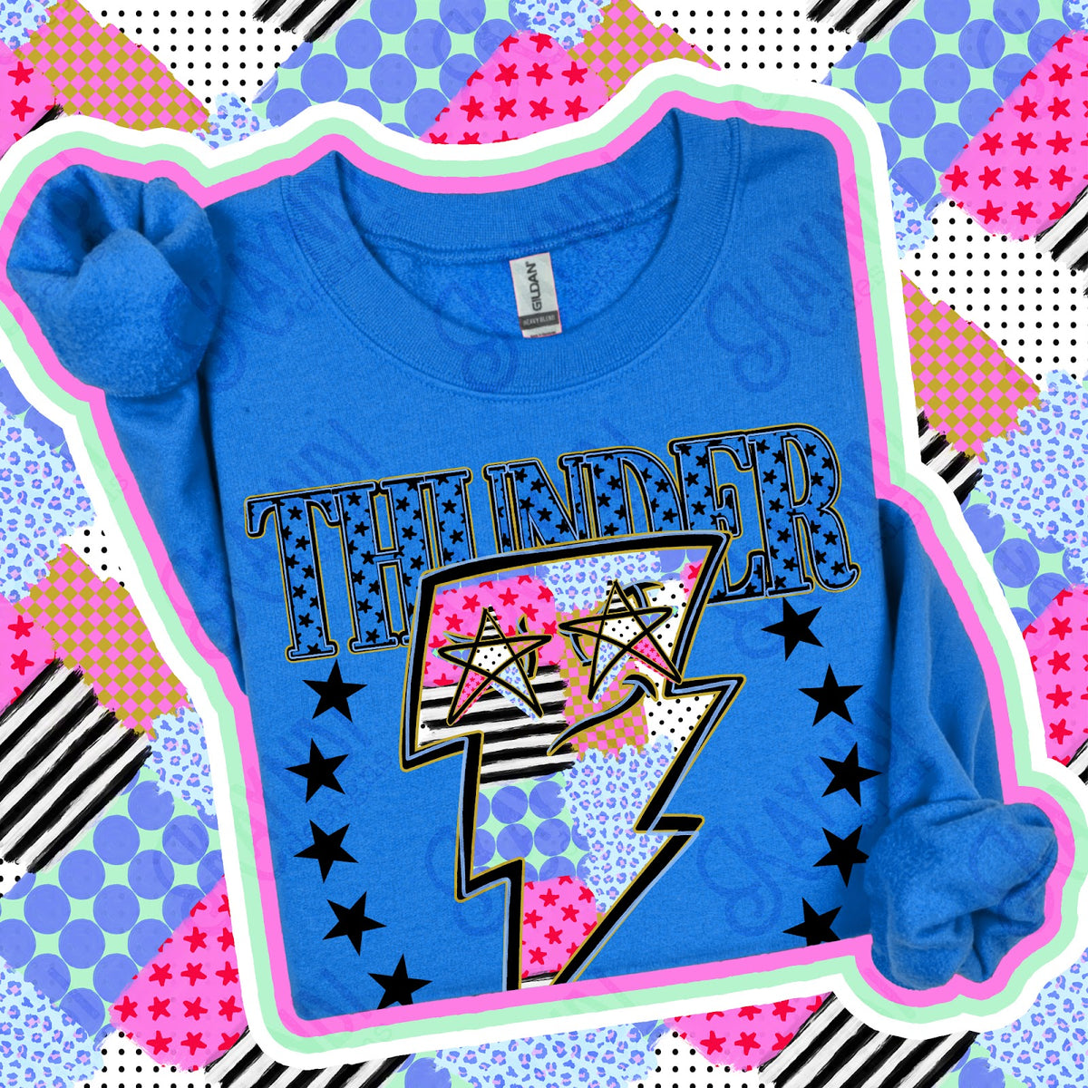 Patchwork Varisty Stars Thunder Top
