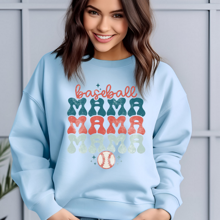 Bubble Letter Baseball MAMA Top