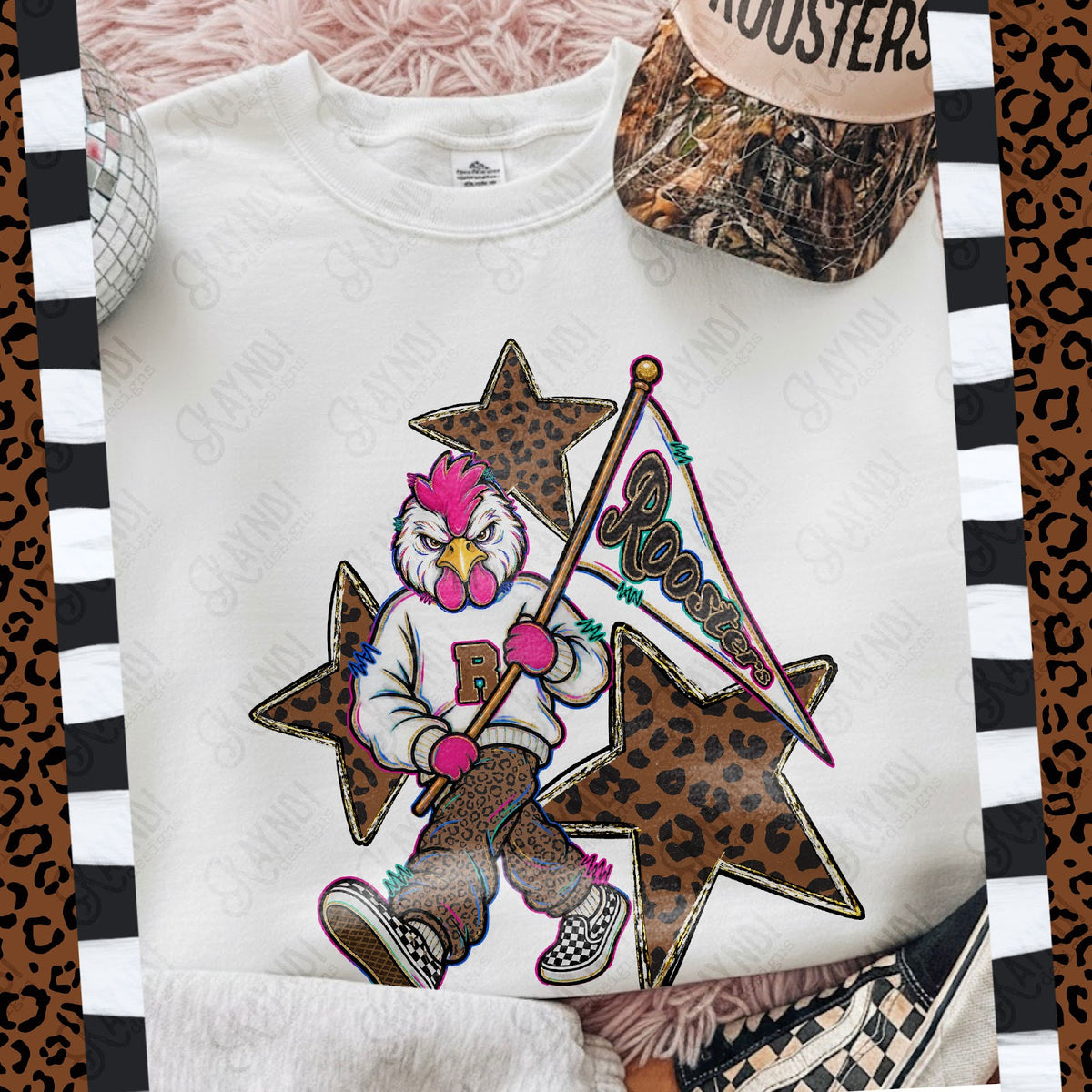 Leopard Sweats Roosters Top