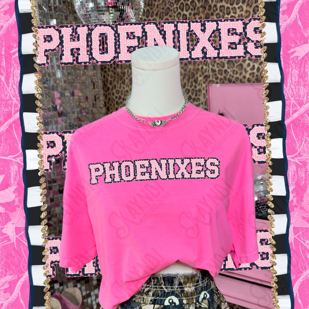 Varsity Stars Phoenixes TropCowg CC Neon Pink Top