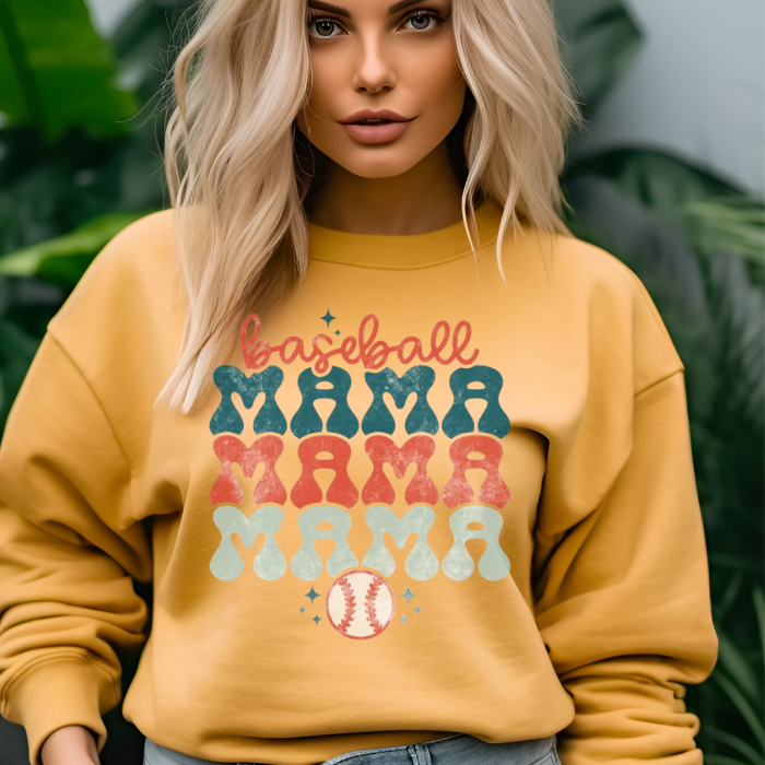 Bubble Letter Baseball MAMA Top